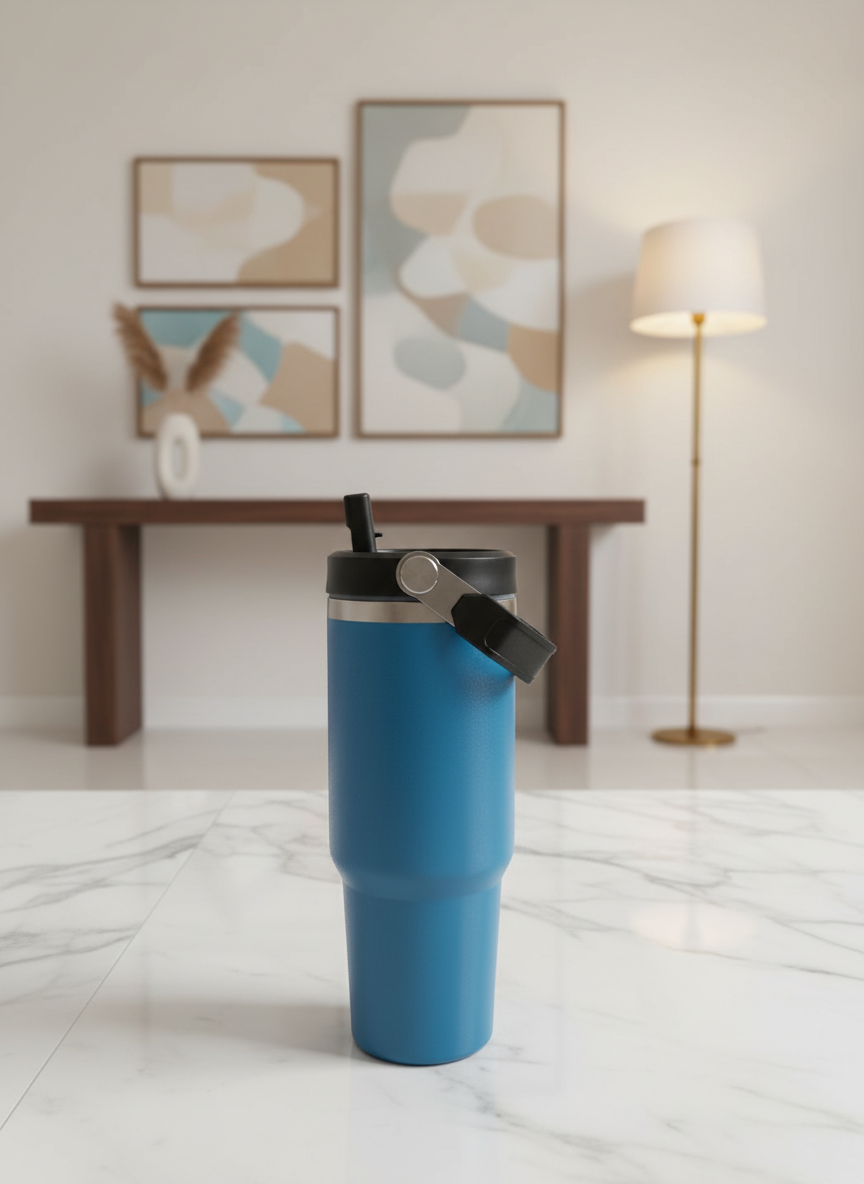 Insualted Stainless Steel Tumbler with Sipper(Blue)