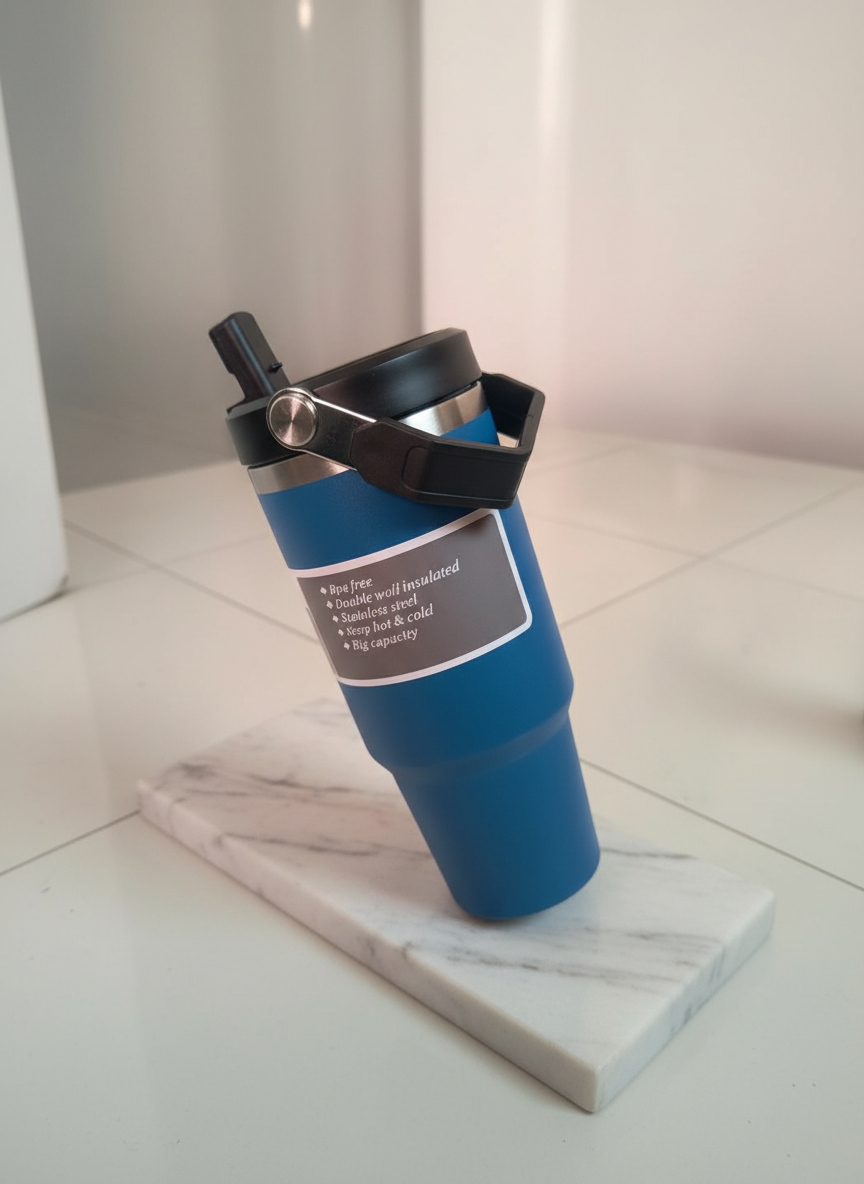Insualted Stainless Steel Tumbler with Sipper(Blue)